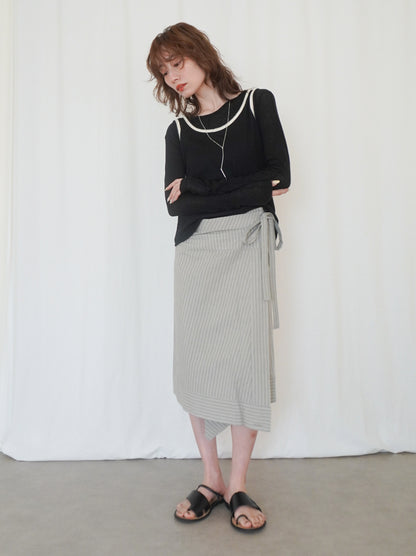 Bicolor sleevelessワッフルニットトップス