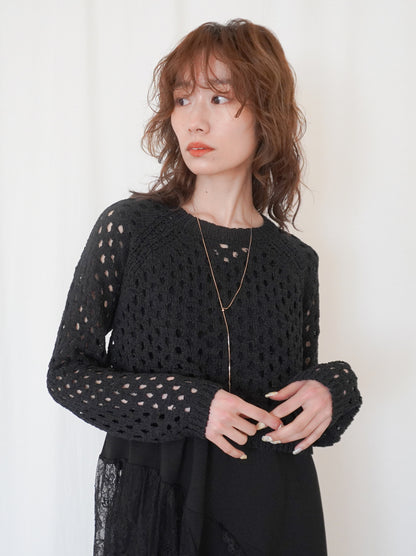 Back Consciousクロシェッニットトップス