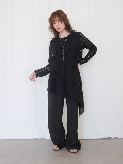 Back Consciousクロシェッニットトップス