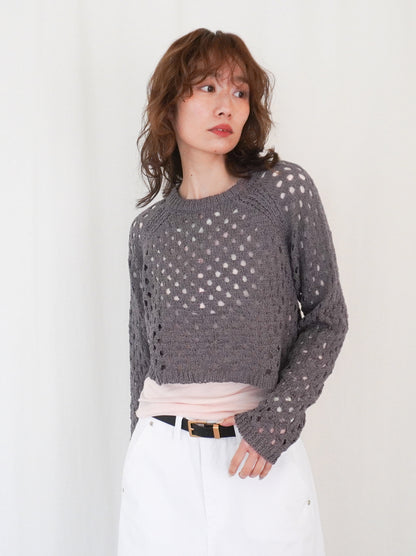 Back Consciousクロシェッニットトップス