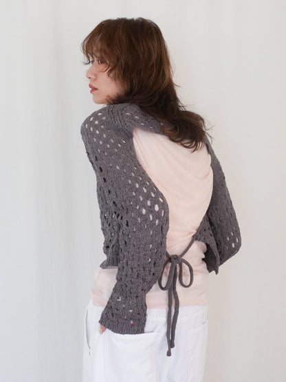 Back Consciousクロシェッニットトップス