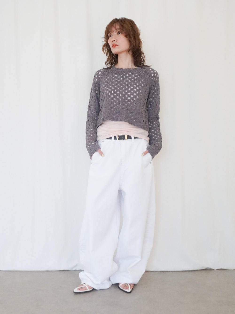 Back Consciousクロシェッニットトップス