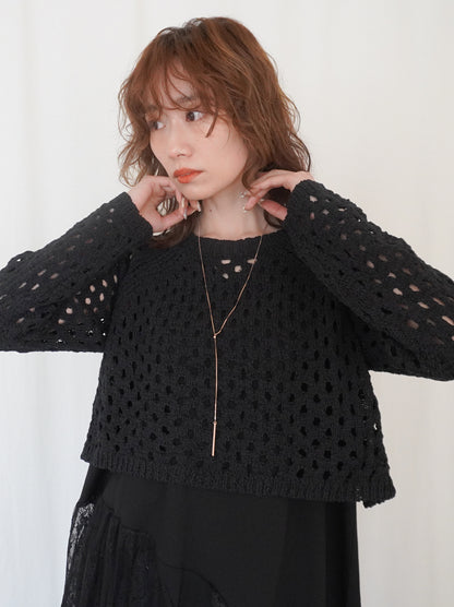 Back Consciousクロシェッニットトップス