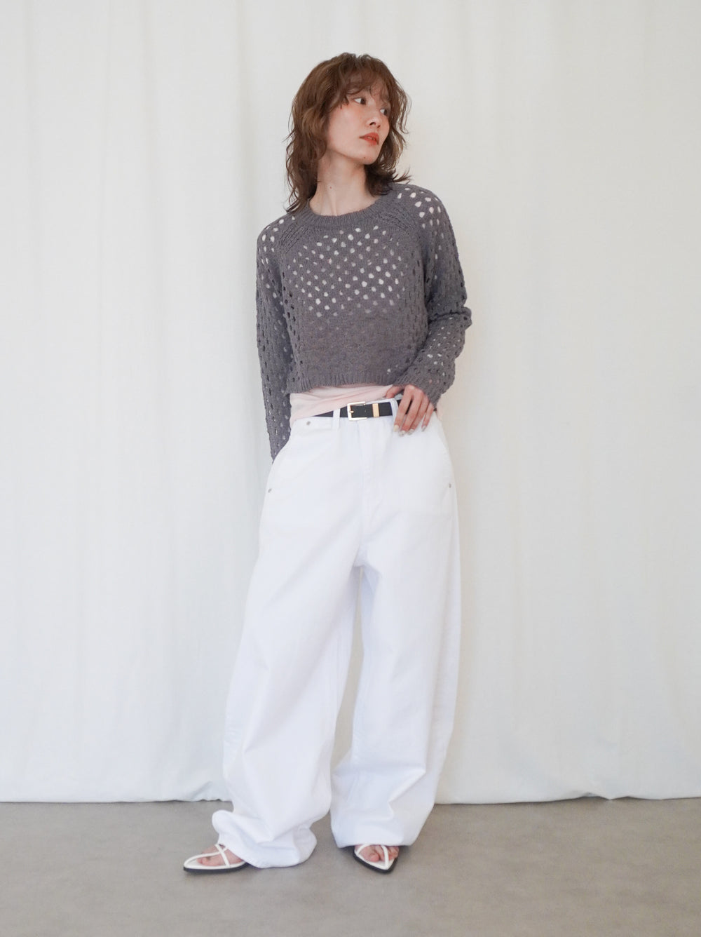 Back Consciousクロシェッニットトップス