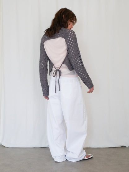 Back Consciousクロシェッニットトップス