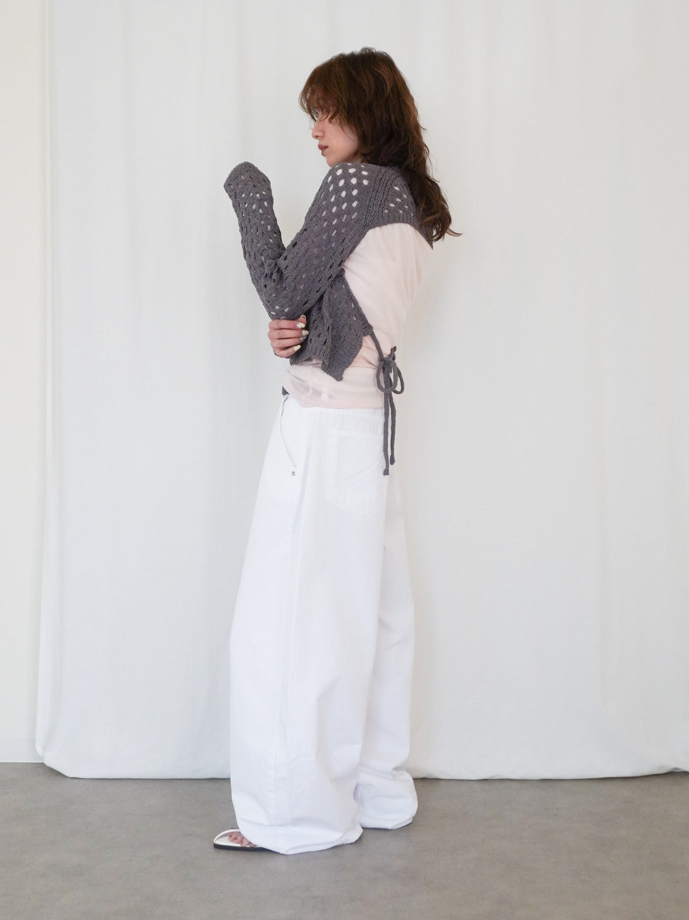 Back Consciousクロシェッニットトップス