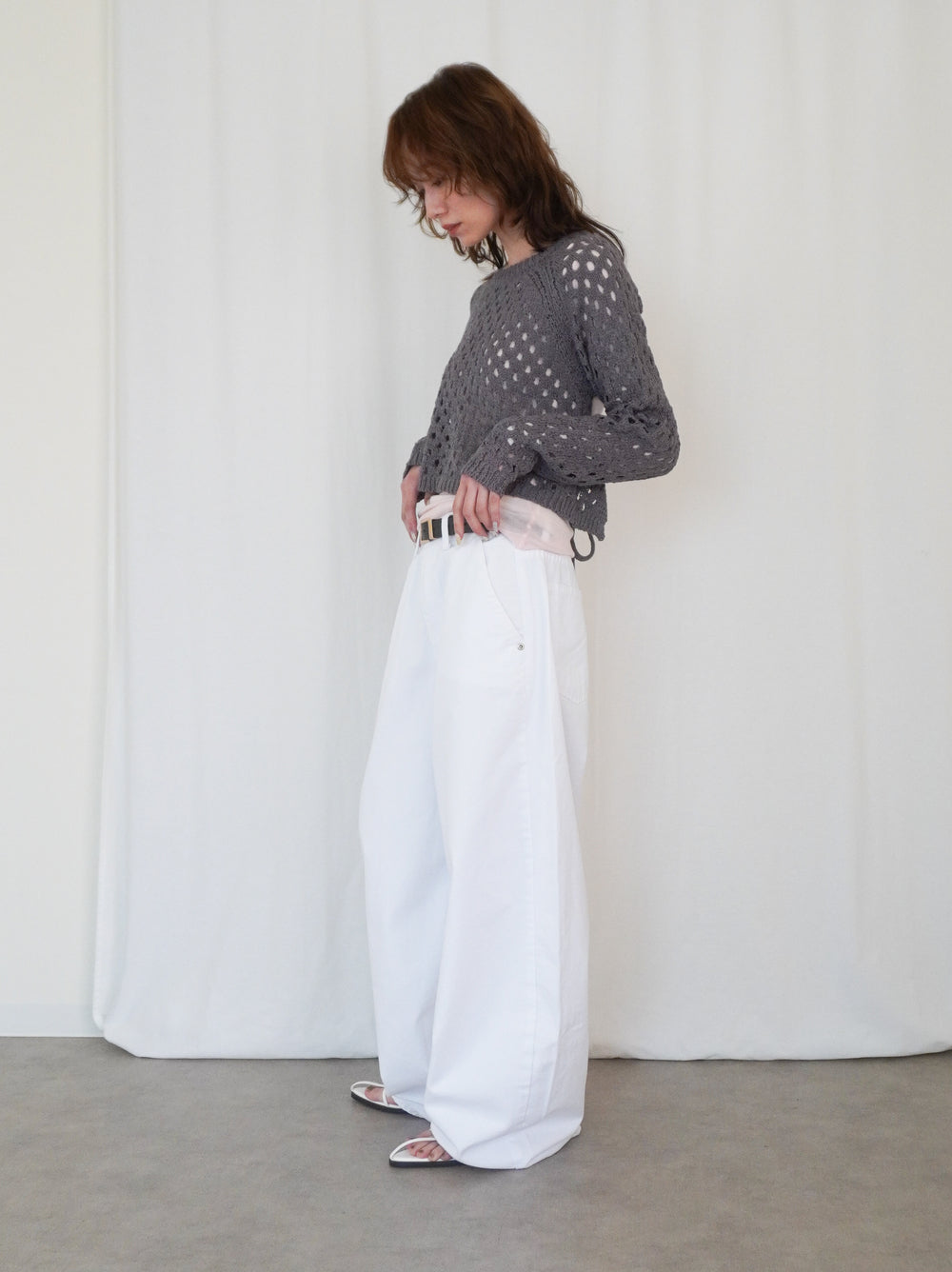 Back Consciousクロシェッニットトップス