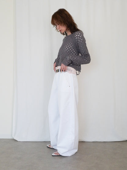 Back Consciousクロシェッニットトップス