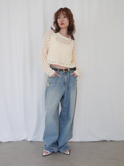 Back Consciousクロシェッニットトップス