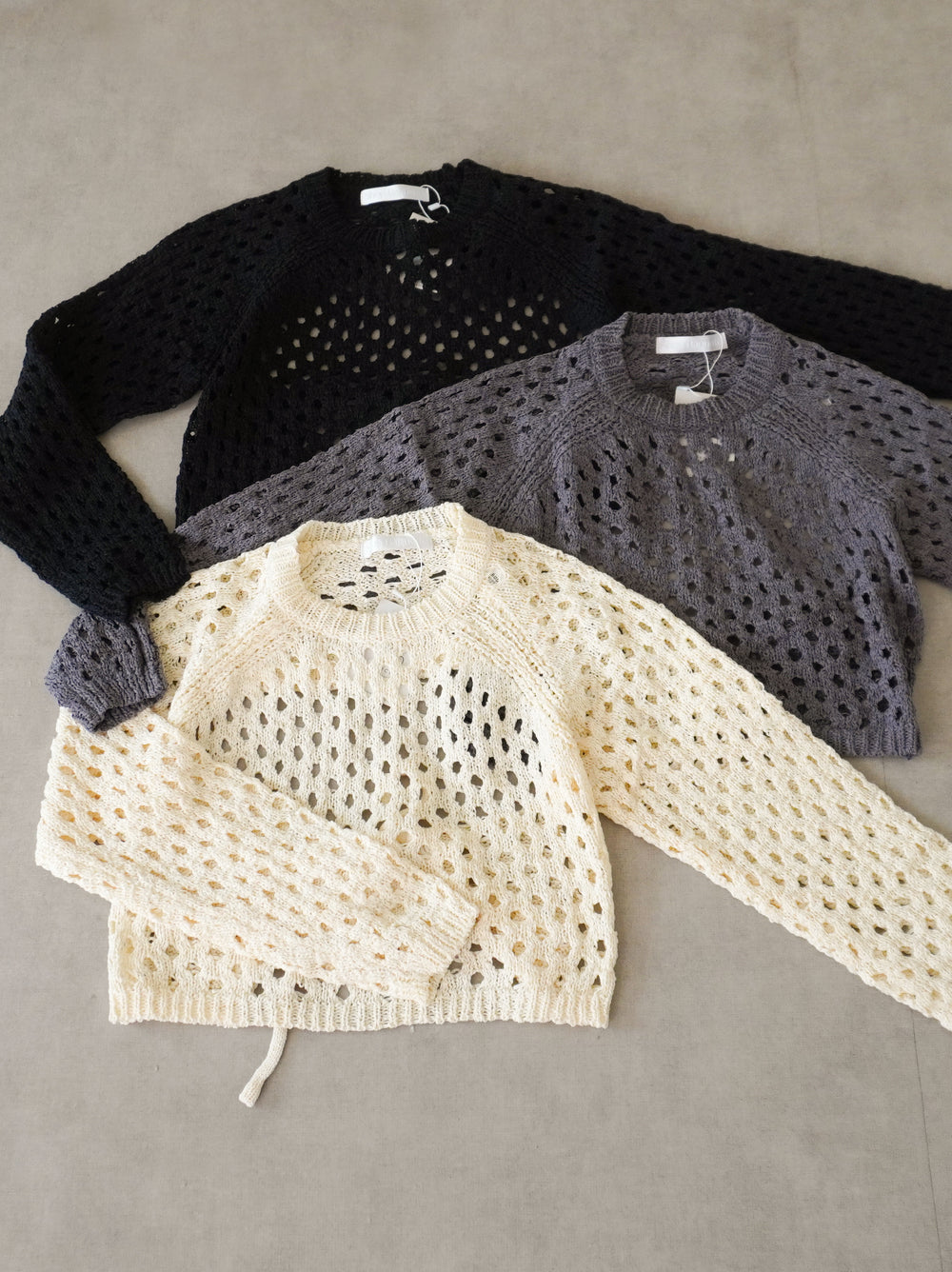 Back Consciousクロシェッニットトップス