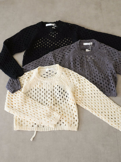 Back Consciousクロシェッニットトップス