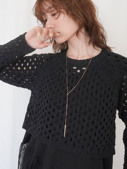 Back Consciousクロシェッニットトップス