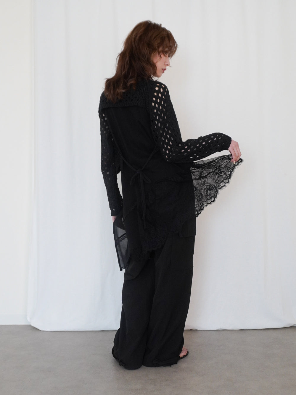 Back Consciousクロシェッニットトップス