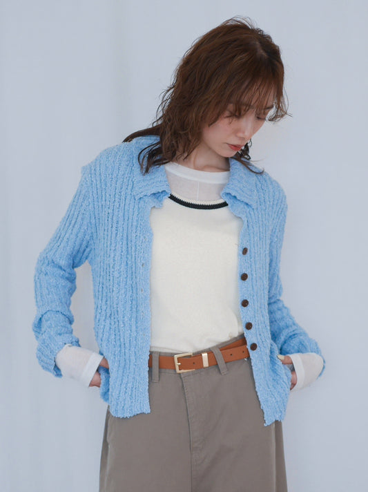 Horizontal collar V neck カーディガン