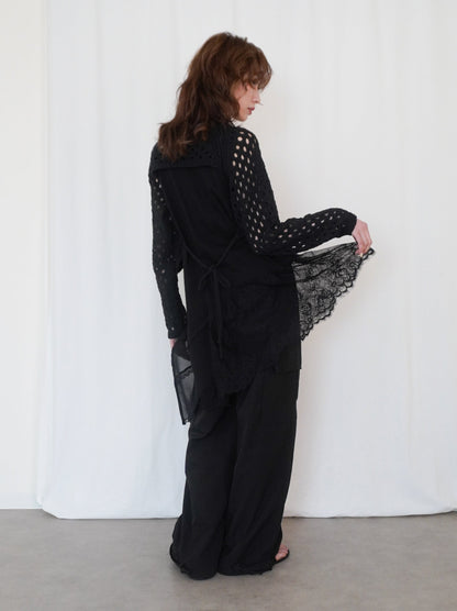Asymmetry mixed materials タンクトップドレス