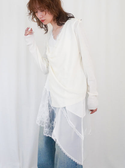 Asymmetry mixed materials タンクトップドレス