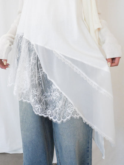 Asymmetry mixed materials タンクトップドレス