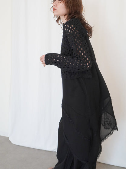 Asymmetry mixed materials タンクトップドレス
