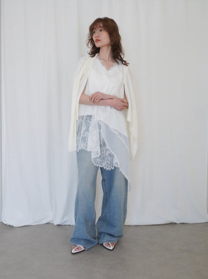 Asymmetry mixed materials タンクトップドレス