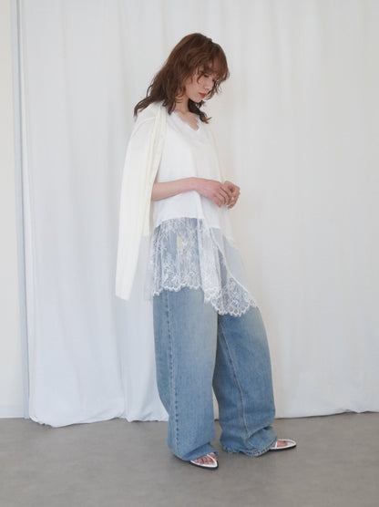 Asymmetry mixed materials タンクトップドレス
