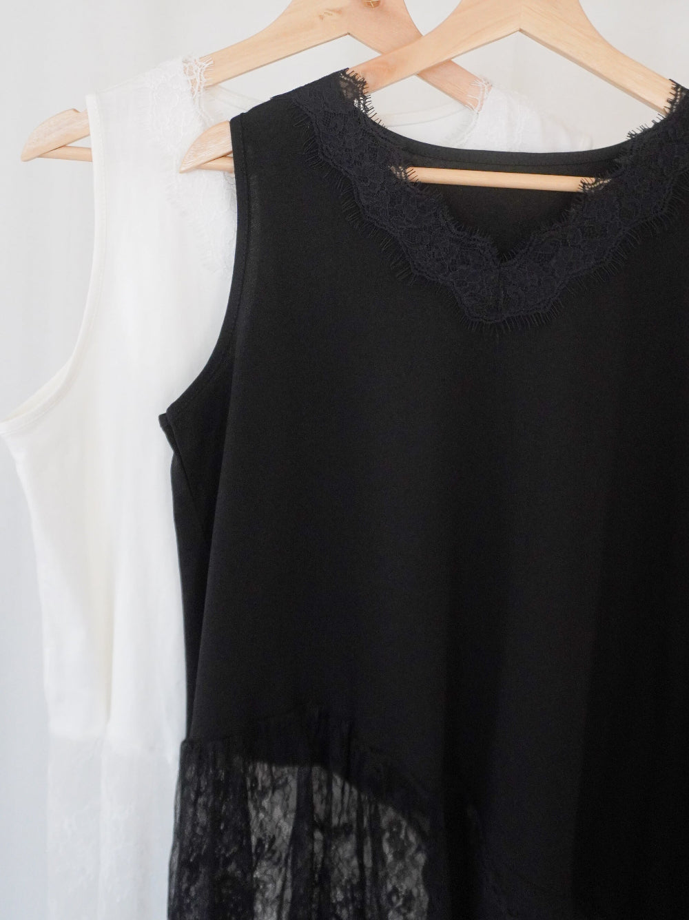 Asymmetry mixed materials タンクトップドレス