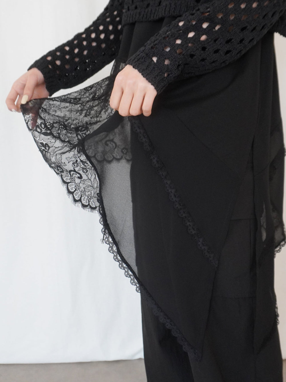 Asymmetry mixed materials タンクトップドレス
