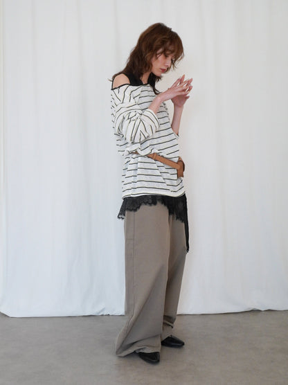 Asymmetry mixed materials タンクトップドレス