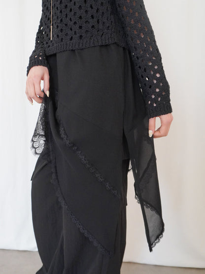 Asymmetry mixed materials タンクトップドレス