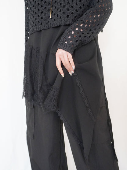 Asymmetry mixed materials タンクトップドレス