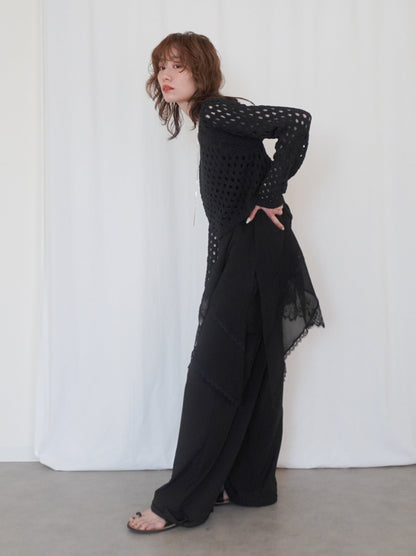 Asymmetry mixed materials タンクトップドレス