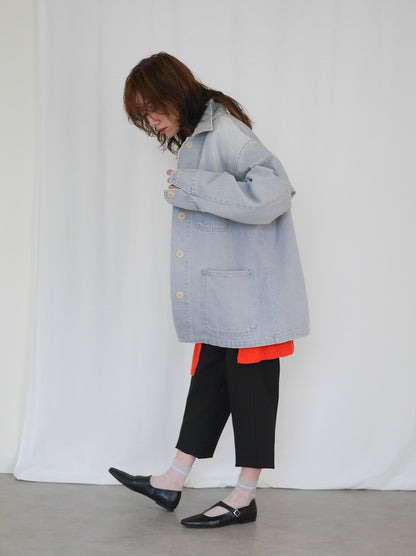Gray wash denim カバーオール