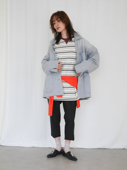 Gray wash denim カバーオール