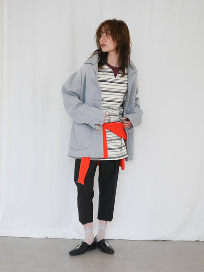 Gray wash denim カバーオール