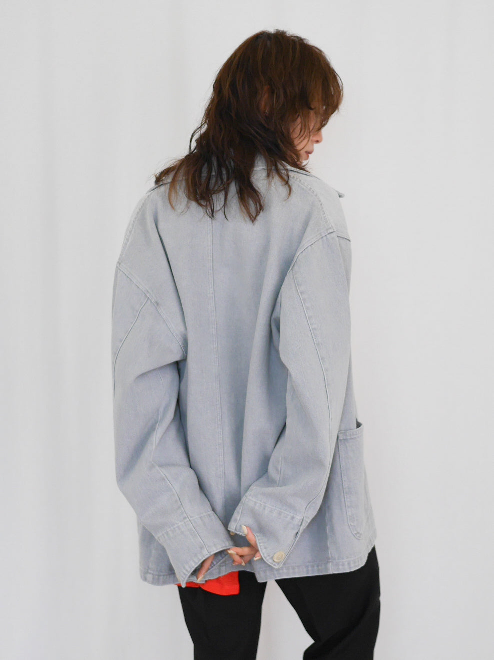 Gray wash denim カバーオール