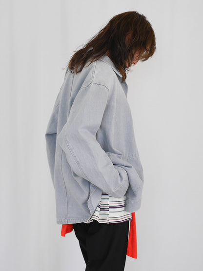 Gray wash denim カバーオール