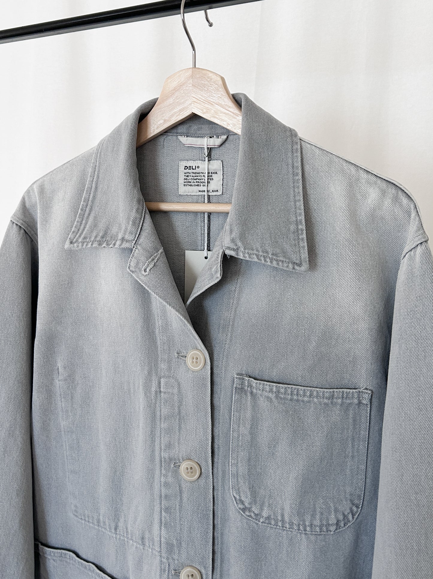 Gray wash denim カバーオール