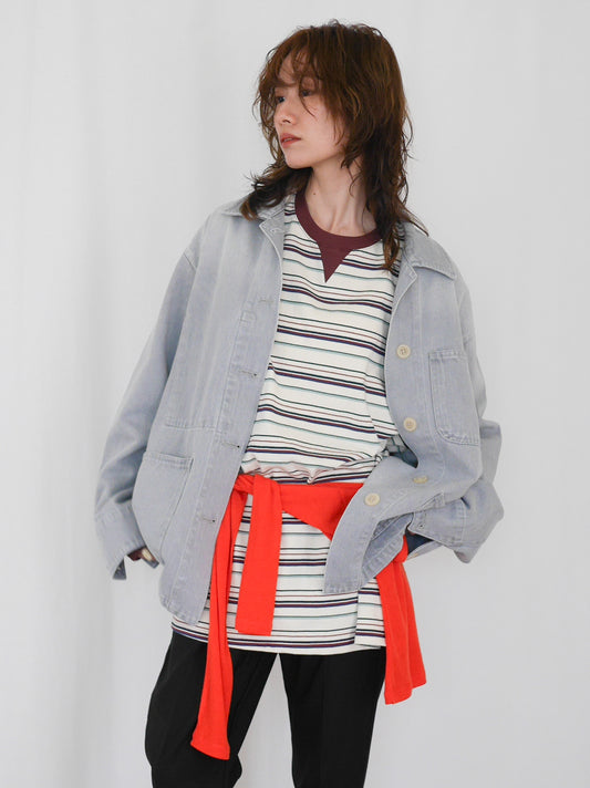 Gray wash denim カバーオール