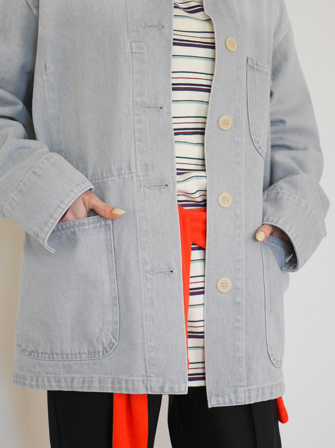 Gray wash denim カバーオール