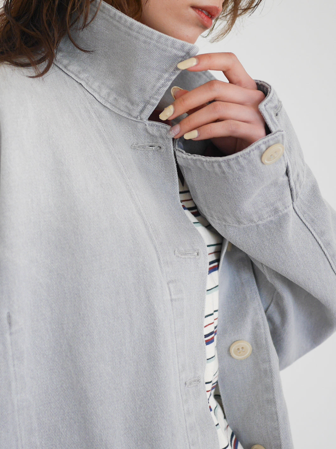 Gray wash denim カバーオール