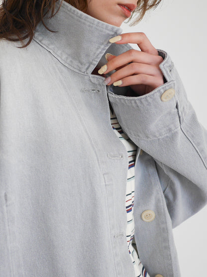 Gray wash denim カバーオール