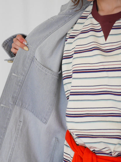 Gray wash denim カバーオール