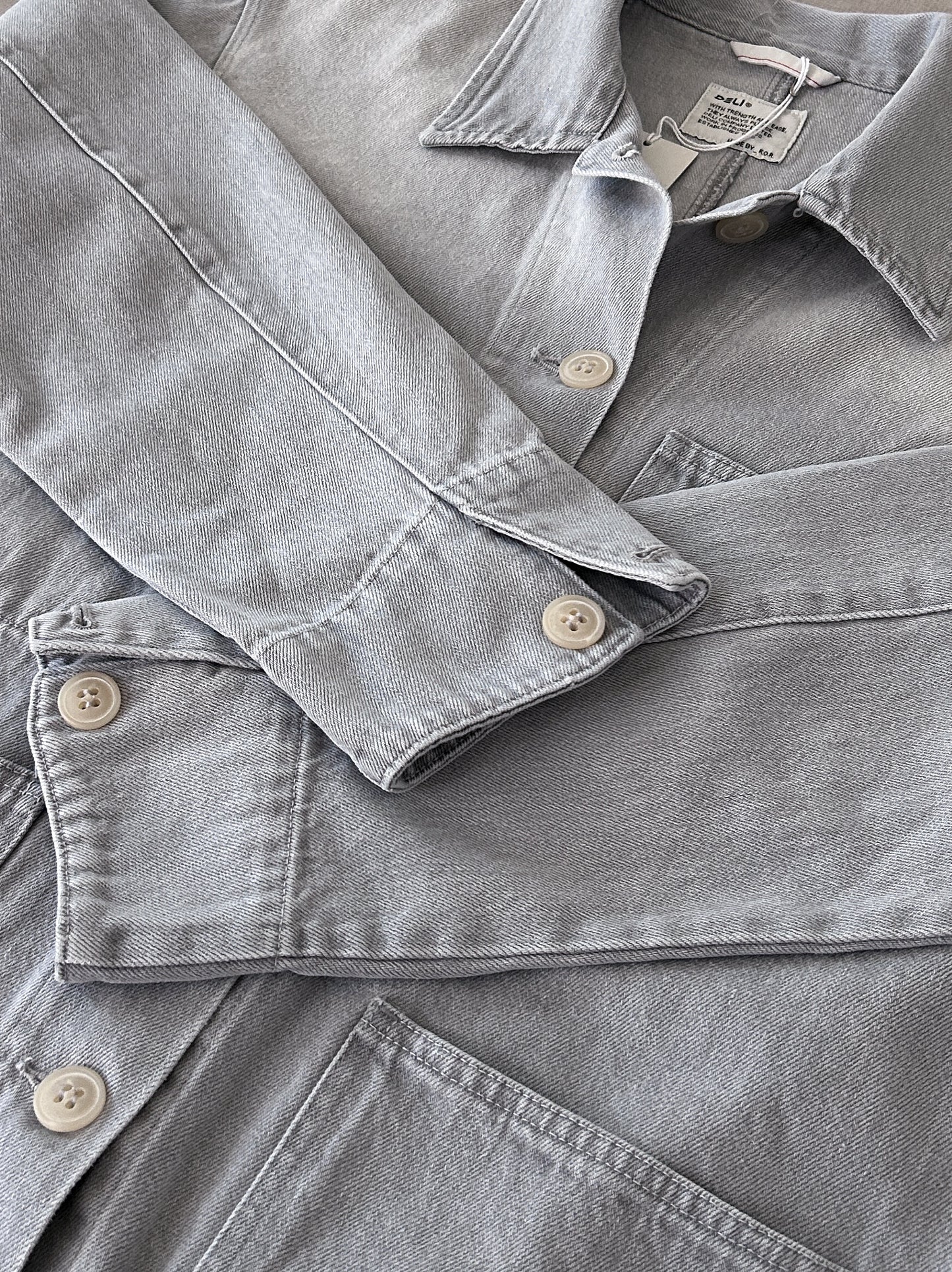 Gray wash denim カバーオール