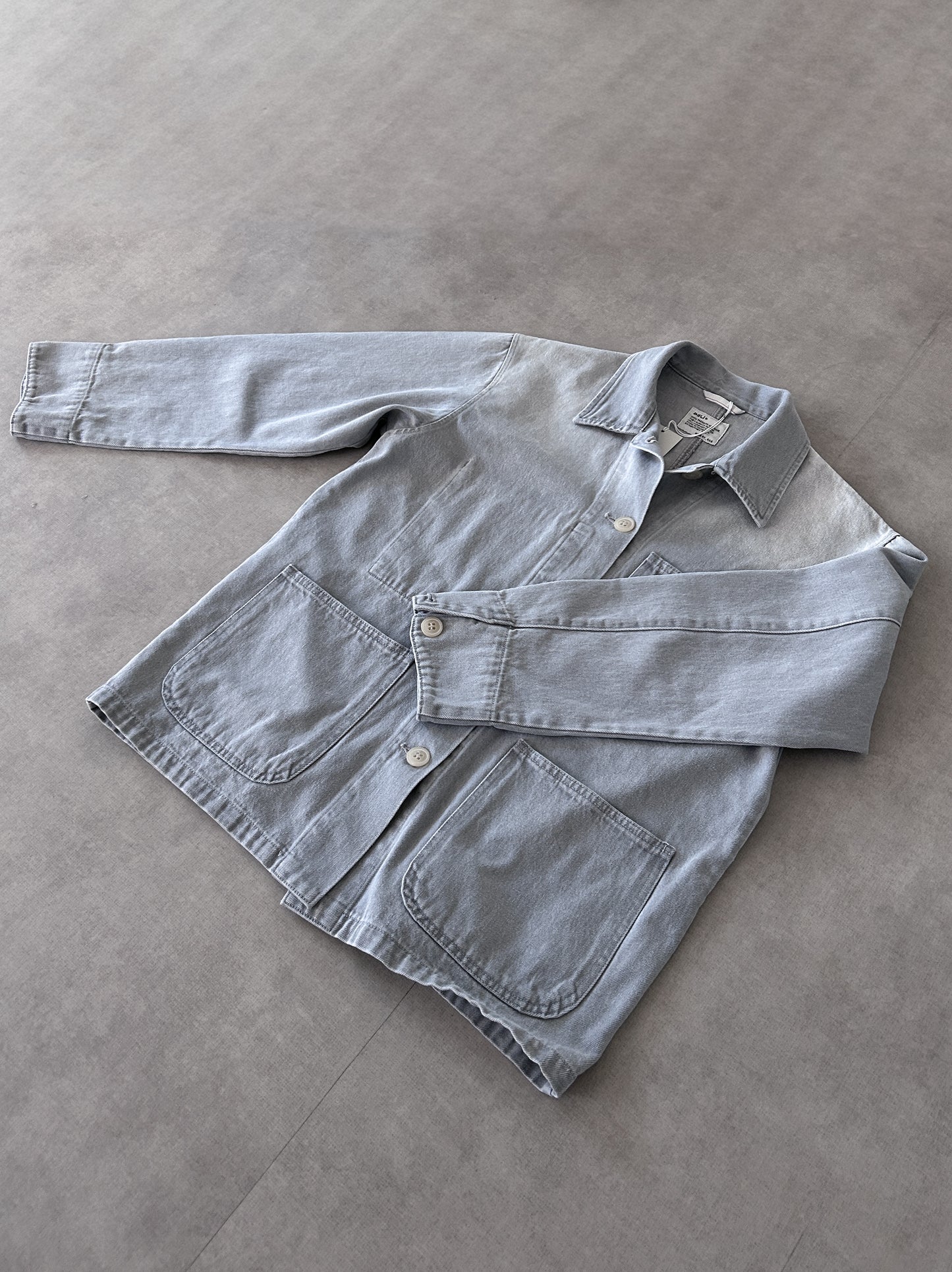 Gray wash denim カバーオール