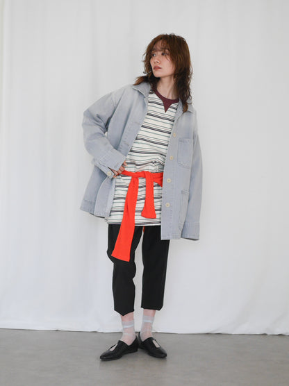 Gray wash denim カバーオール