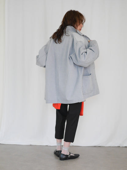 Gray wash denim カバーオール