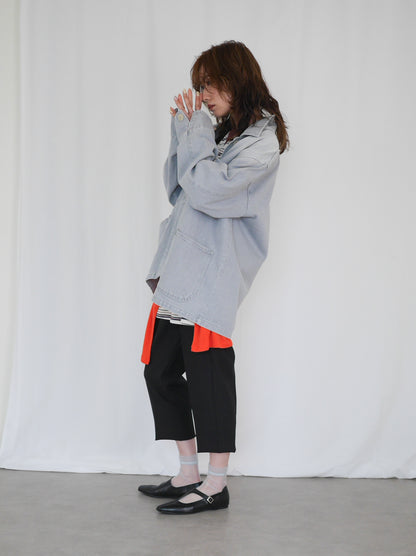 Gray wash denim カバーオール