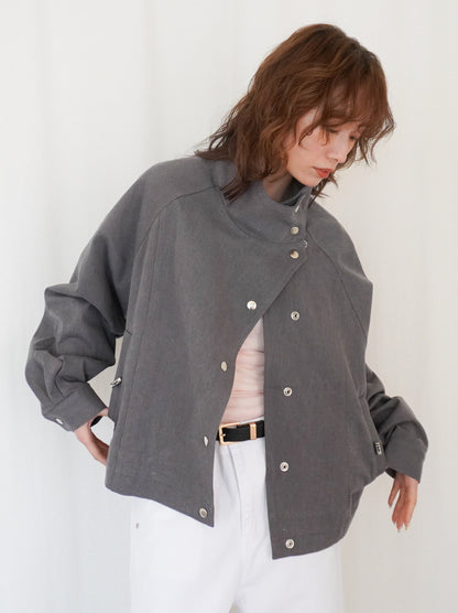 Drawstring スタンドカラーショートトラックジャケット