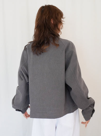 Drawstring スタンドカラーショートトラックジャケット
