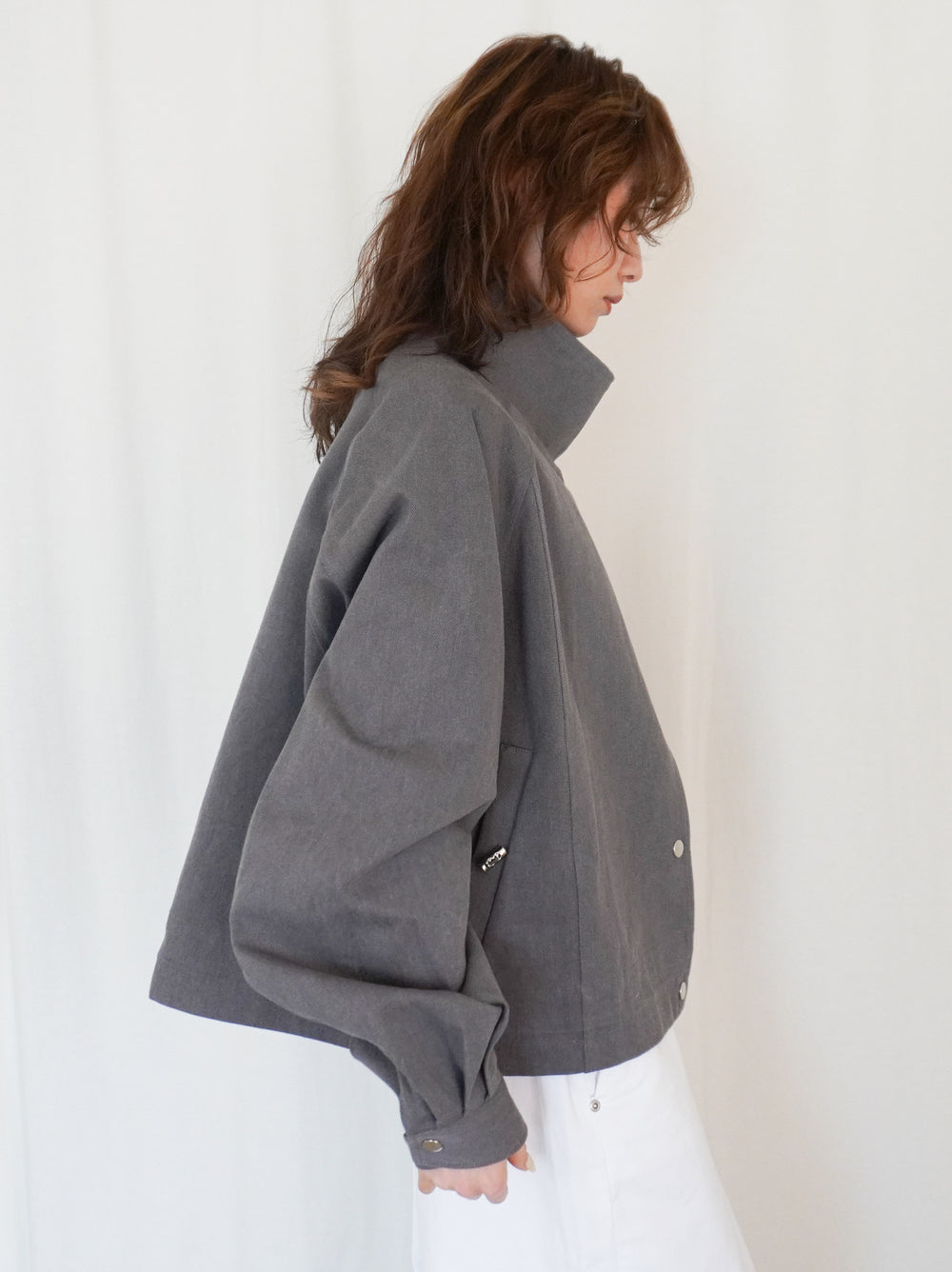 Drawstring スタンドカラーショートトラックジャケット