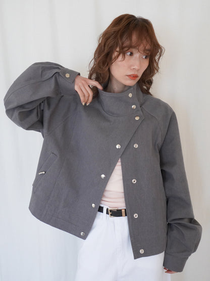 Drawstring スタンドカラーショートトラックジャケット